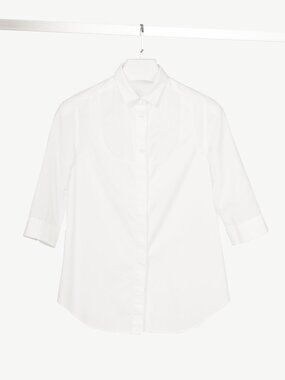 Viktor & Rolf White Cotton-Poplin/Linen-Voile Burnout-Stripe Shirt